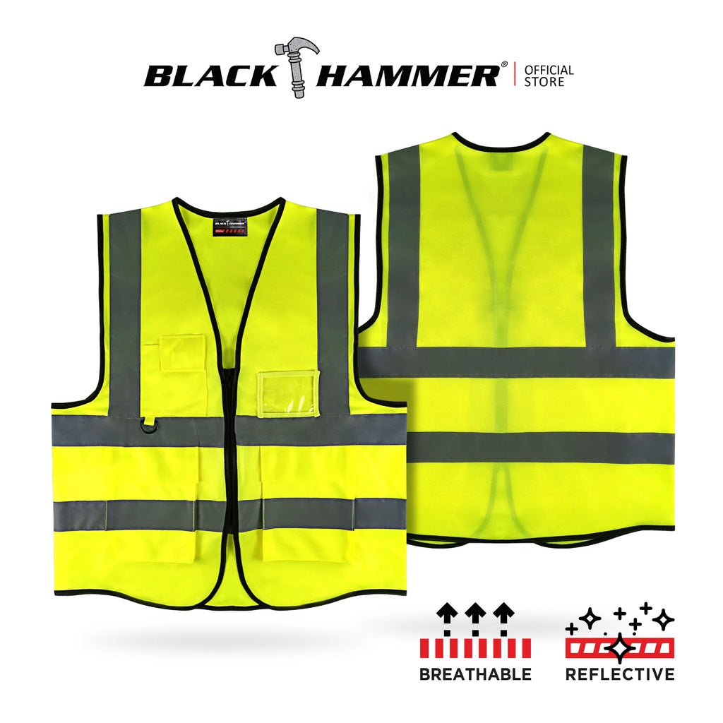 Black Hammer High Visibility Reflective Safety Vest D - BLACK SAFE OUTLET