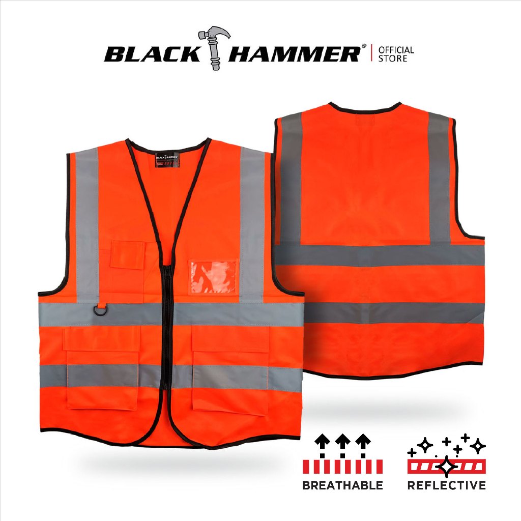 Black Hammer High Visibility Reflective Safety Vest D - BLACK SAFE OUTLET