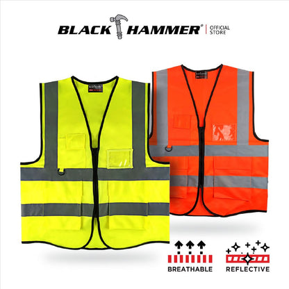 Black Hammer High Visibility Reflective Safety Vest D - BLACK SAFE OUTLET