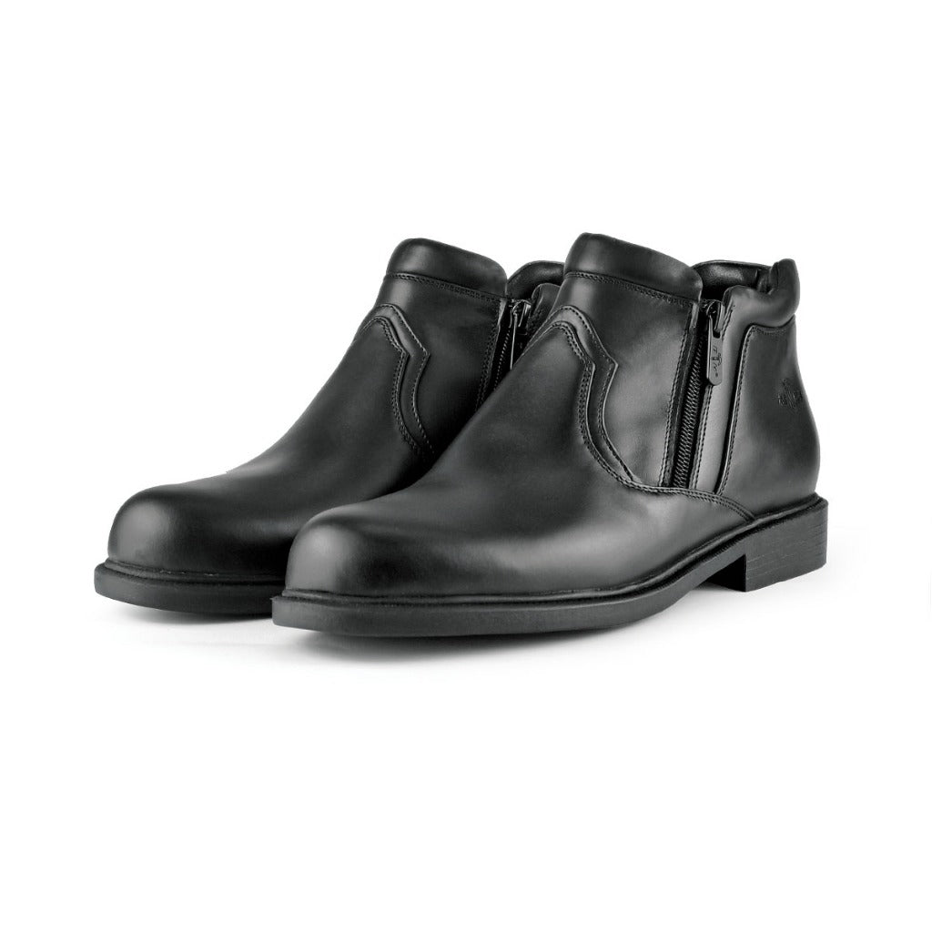 Black Hammer Men Formal Mid Cut with Double Zip Shoes BH3704-YM - BLACK SAFE OUTLET